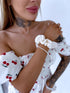SMALL satin hair tie FQ30 - LIGHT BEIGE